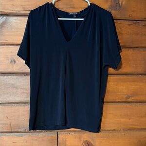 Banana Republic Black V-Neck Drapey Short Sleeve Top
